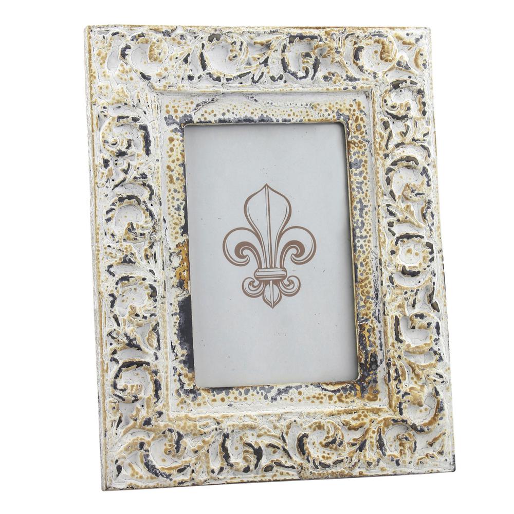 Hammered Tin 4 In X Frame 4695302 The Home Depot Vintage White Wood Picture Frame