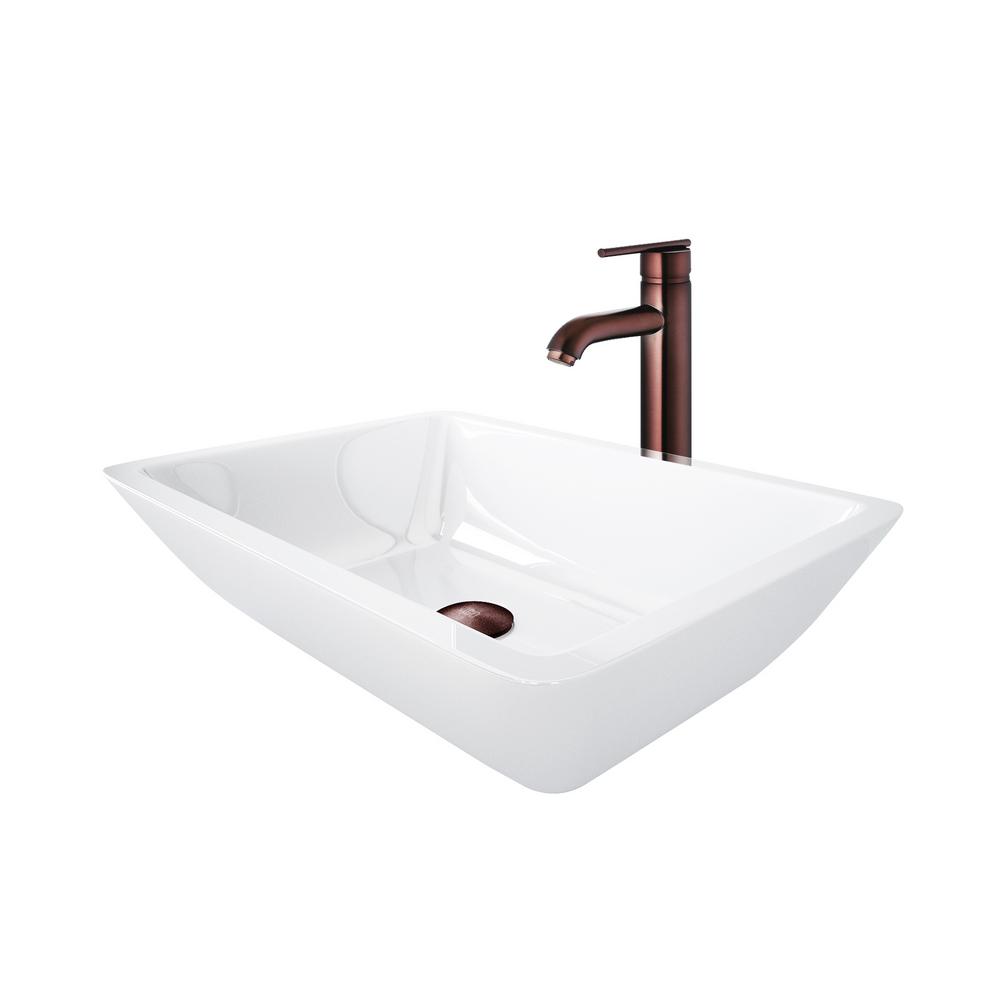 VIGO Dianthus Matte Stone Vessel Sink and Linus Bathroom Vessel Faucet ...