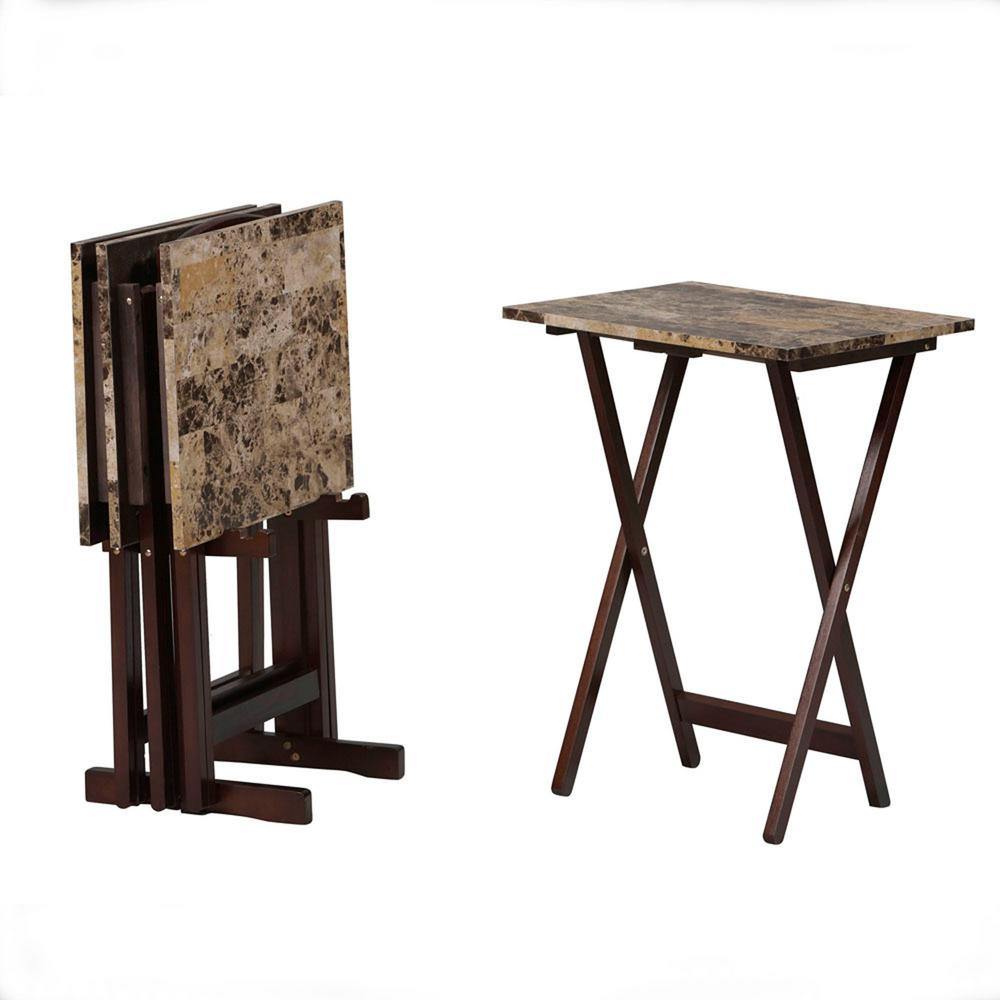 Enduro 48 In Earth Tan Plastic Portable Crawlfish Table Ta48fcf01 Tray Table Set Faux Marble In Brown