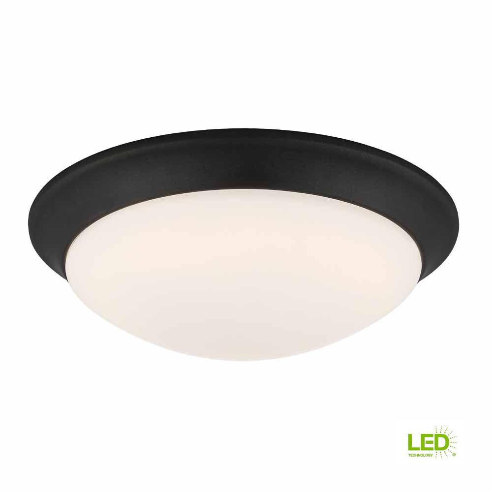 Commercial Electric 11 In 120 Watt Equivalent Satin Bronze Commercial Electric 11 In 120 Watt Equivalent Satin Bronze Integrated Led Flush Mount With