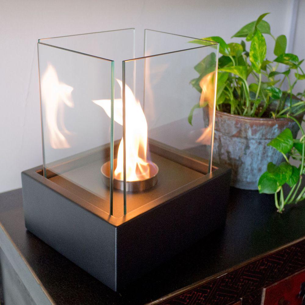 NuFlame Lampada 7 in. Tabletop Decorative BioEthanol Fireplace in BlackNFT2LAA  The Home Depot