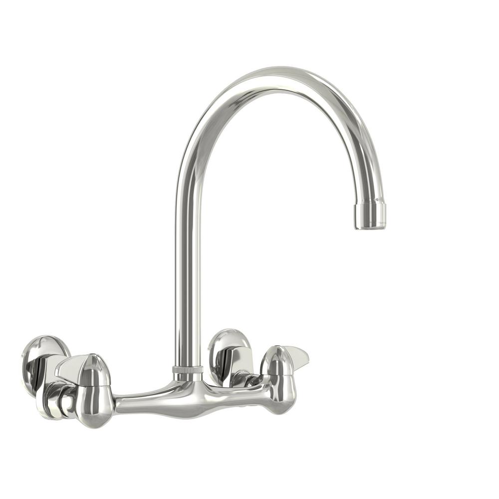Glacier Bay Builders 2 Handle Wall Mount High Arc Standard Kitchen Faucet In Chrome