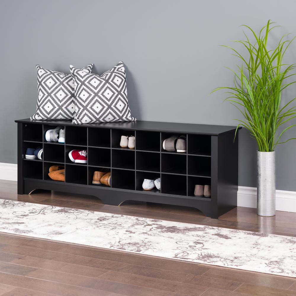 Prepac Black 60 In Shoe Cubby Bench Bss 6020 The Home Depot Shoe Cubby Bench