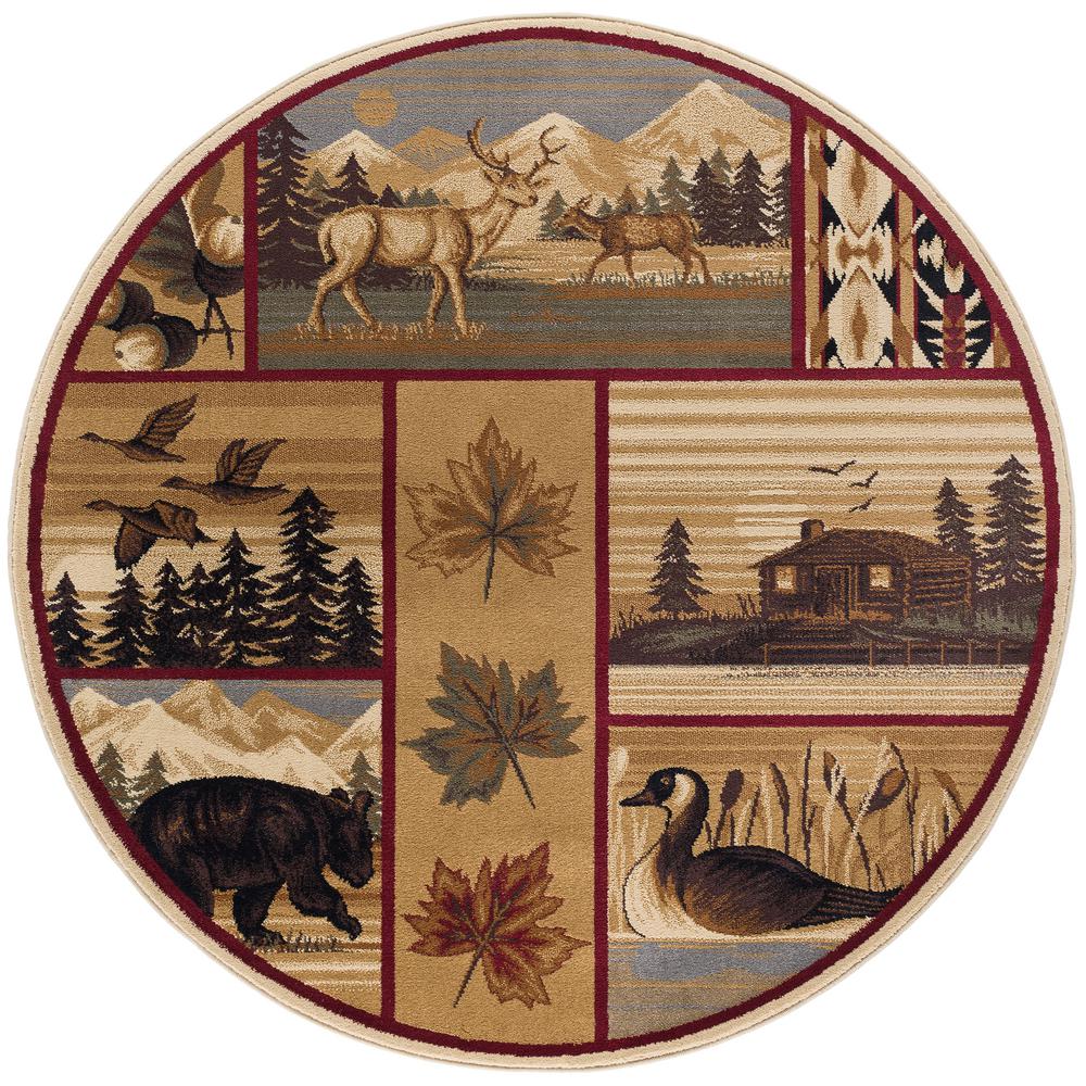 Tayse Rugs Nature Multi Color 8 Ft Round Area Rug