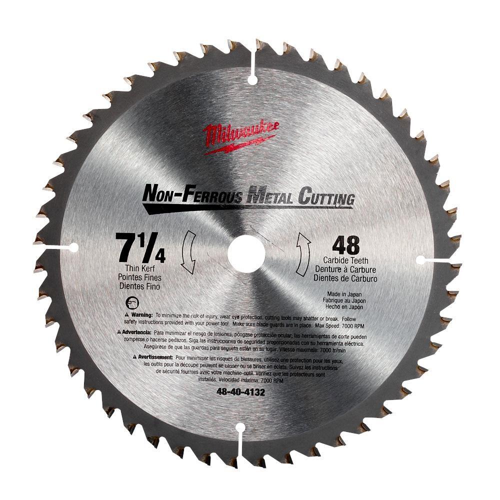 Milwaukee 7-1/4 in x 48 Carbide Teeth Metal Cutting Circular Saw Blade ...