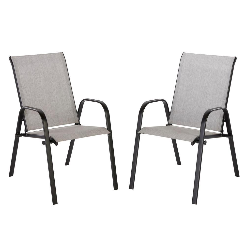 Hampton Bay Outdoor Dining Chair 2 Pack Mix N Match Gray Stackable Hampton Bay Outdoor Dining Chair 2 Pack Mix N Match Gray Stackable Sling Patio