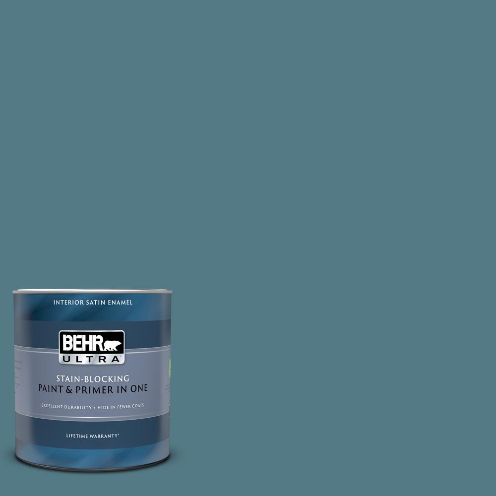 BEHR ULTRA 1 qt. #540F-5 Smokey Blue Satin Enamel Interior Paint and ...