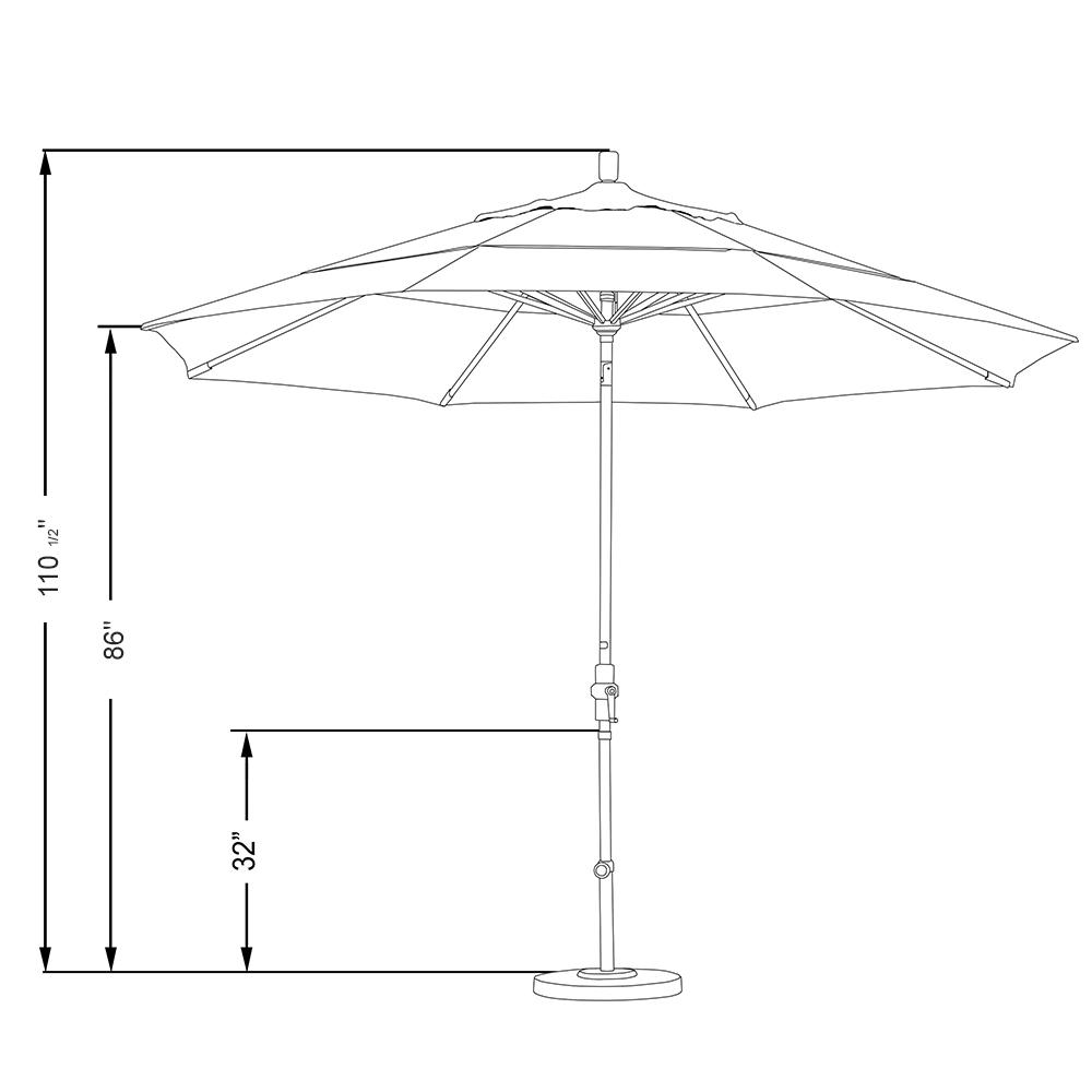 California Umbrella 11 Ft Aluminum Collar Tilt Double Vented Patio Umbrella In Yellow Pacifica Gscu118302 Sa57 Dwv The Home Depot