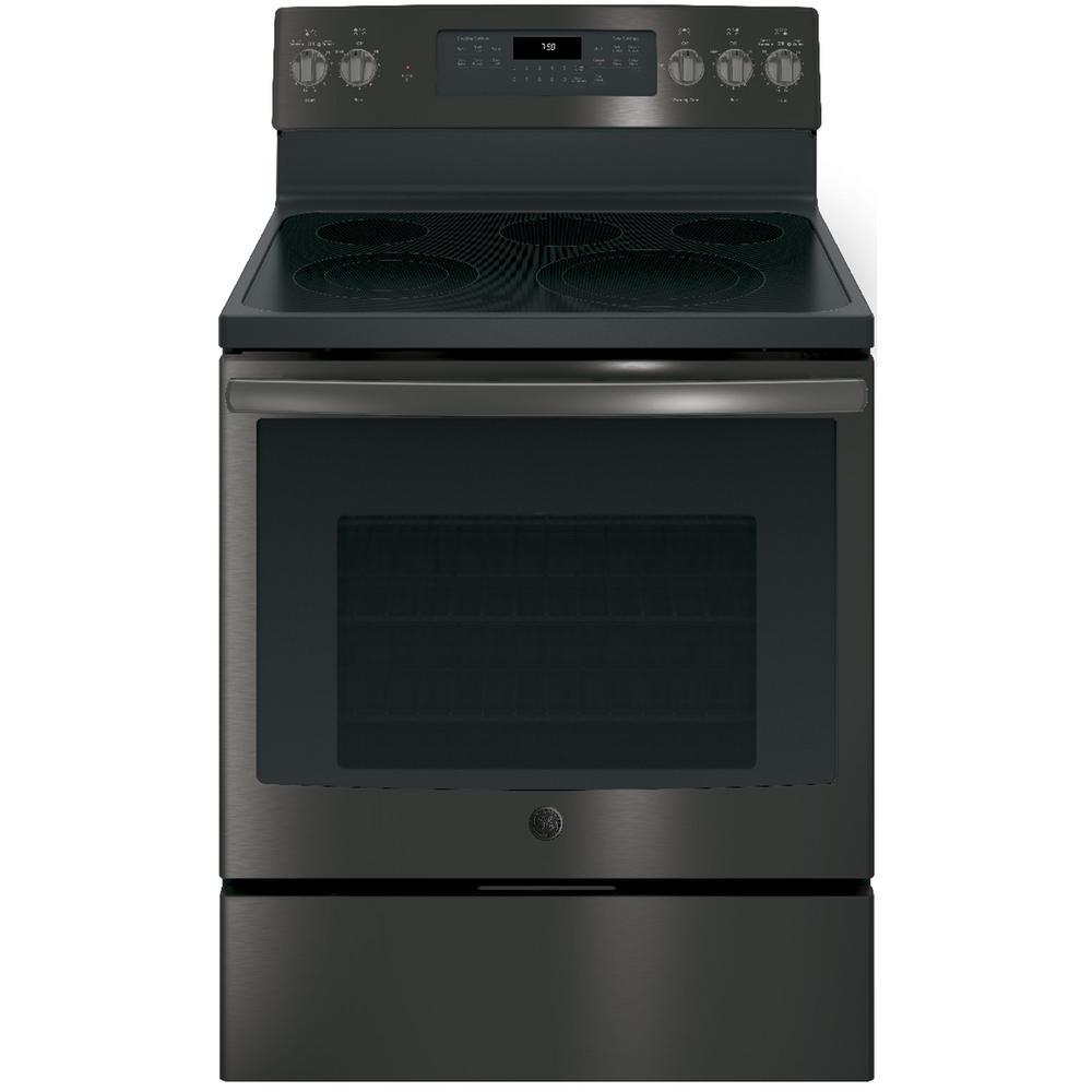Ge 5 3 Cu Ft Electric Range With Self Cleaning Convection Oven In Ge 5 3 Cu Ft Electric Range With Self Cleaning Convection Oven In Black