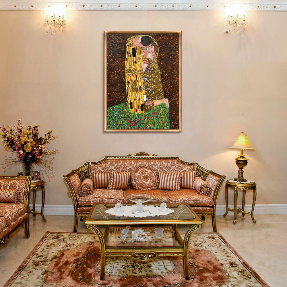 La Pastiche 51 in. x 39 in. The Kiss (Full View - Luxury Line) with Gold Luminoso Frame  by Gustav Klimt Framed Wall Art, Multi-Colored was $1592.0 now $775.73 (51.0% off)