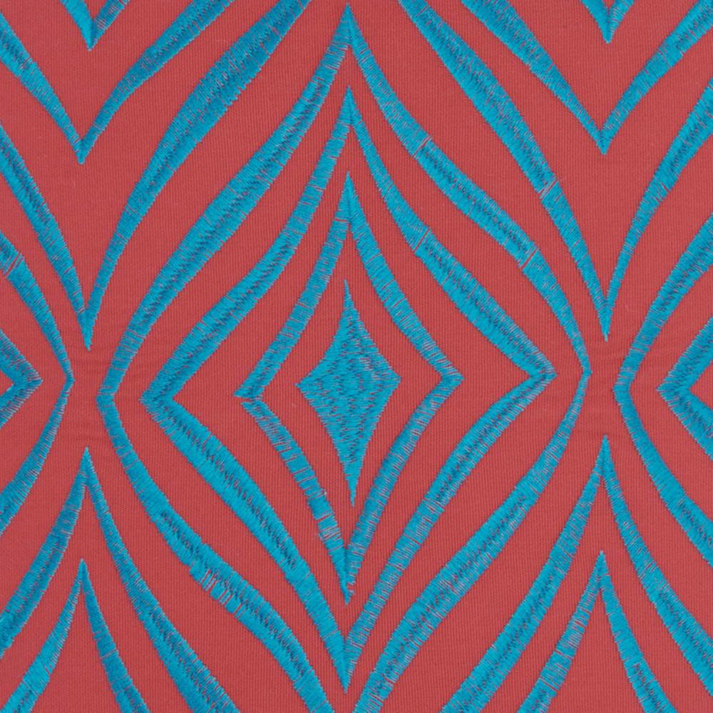 Mina Victory Wild Chevron Coral And Turquoise Geometric Stain