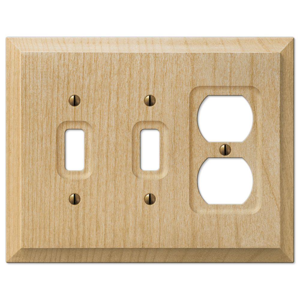 AMERELLE Cabin 3 Gang 2Toggle and 1Duplex Wood Wall Plate