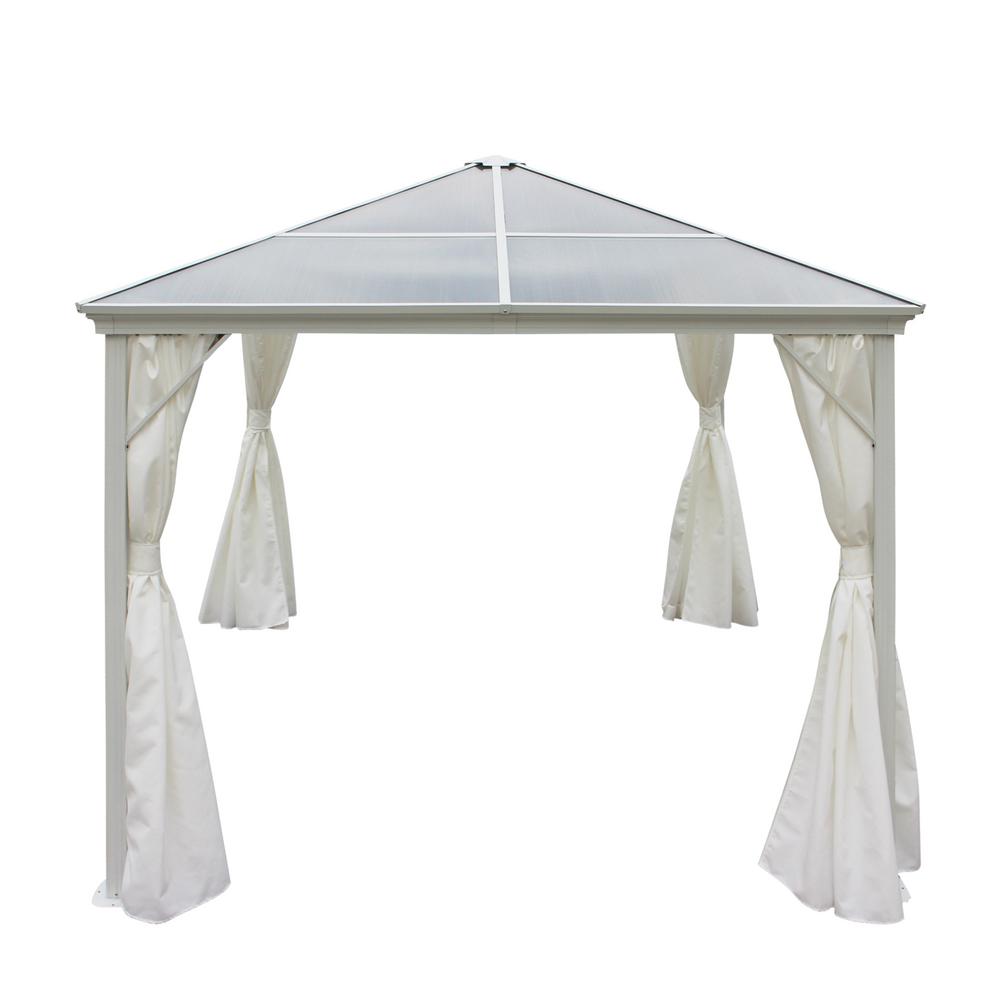 Noble House 9 83 Ft X 9 83 Ft White Aluminum Canopy Gazebo With
