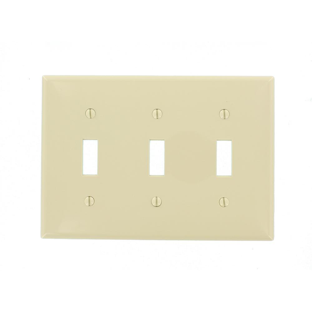 Leviton Ivory 3 Gang Toggle Wall Plate 1 Pack 80711 I The Home Depot