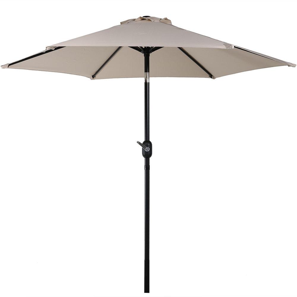 Sunnydaze Decor 7 5 Ft Aluminum Market Tilt Patio Umbrella In Beige Ecg 371 The Home Depot