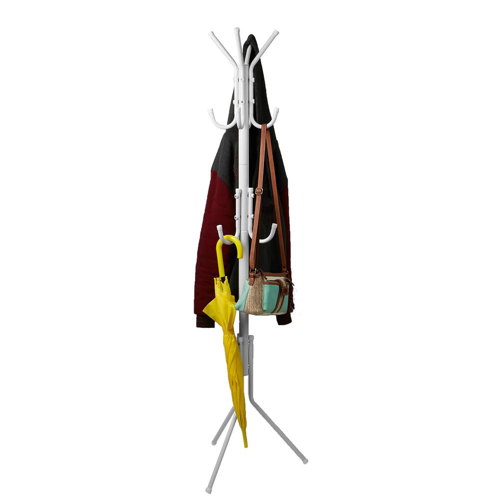 Mind Reader White 11-Hook Metal Coat, Jacket, Purse, Scarf Rack by Mind Reader