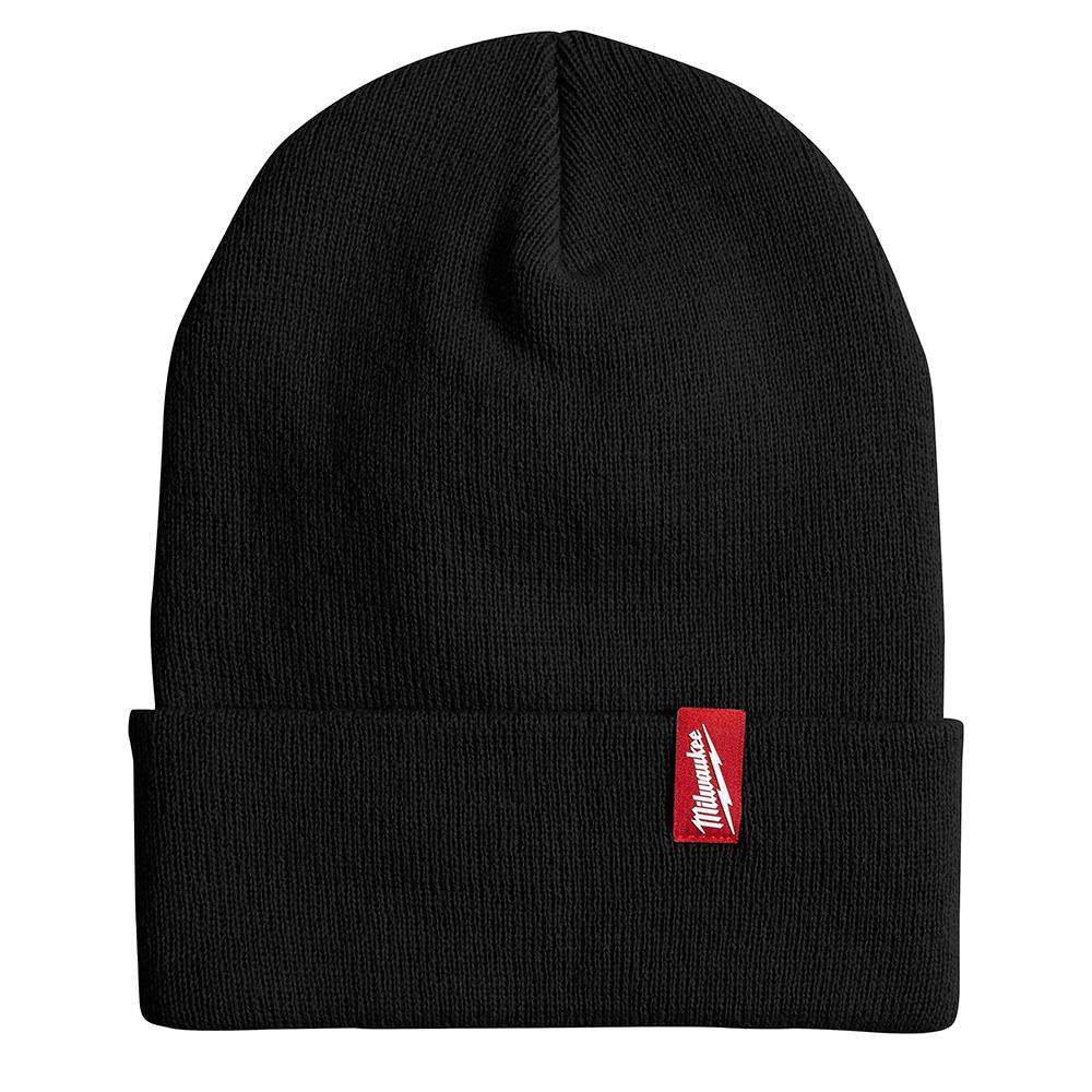 black wooly hat