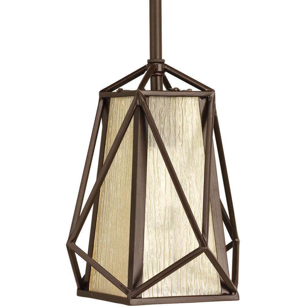 Progress Lighting Marque Collection 1 Light Antique Bronze Mini Progress Lighting Marque Collection 1 Light Antique Bronze Mini Pendant With Textured Glass