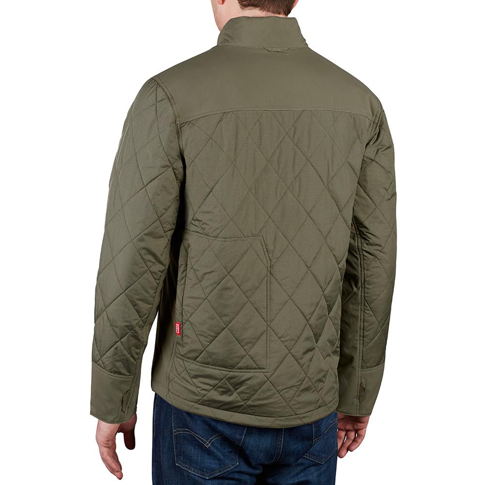 olive green quilted jacket