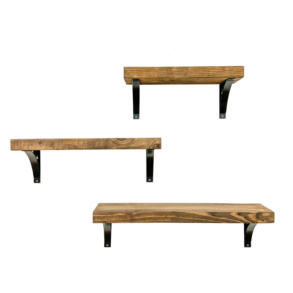 Del Hutson Designs Dark Walnut Industrial Grace Simple Shelves (3Piece