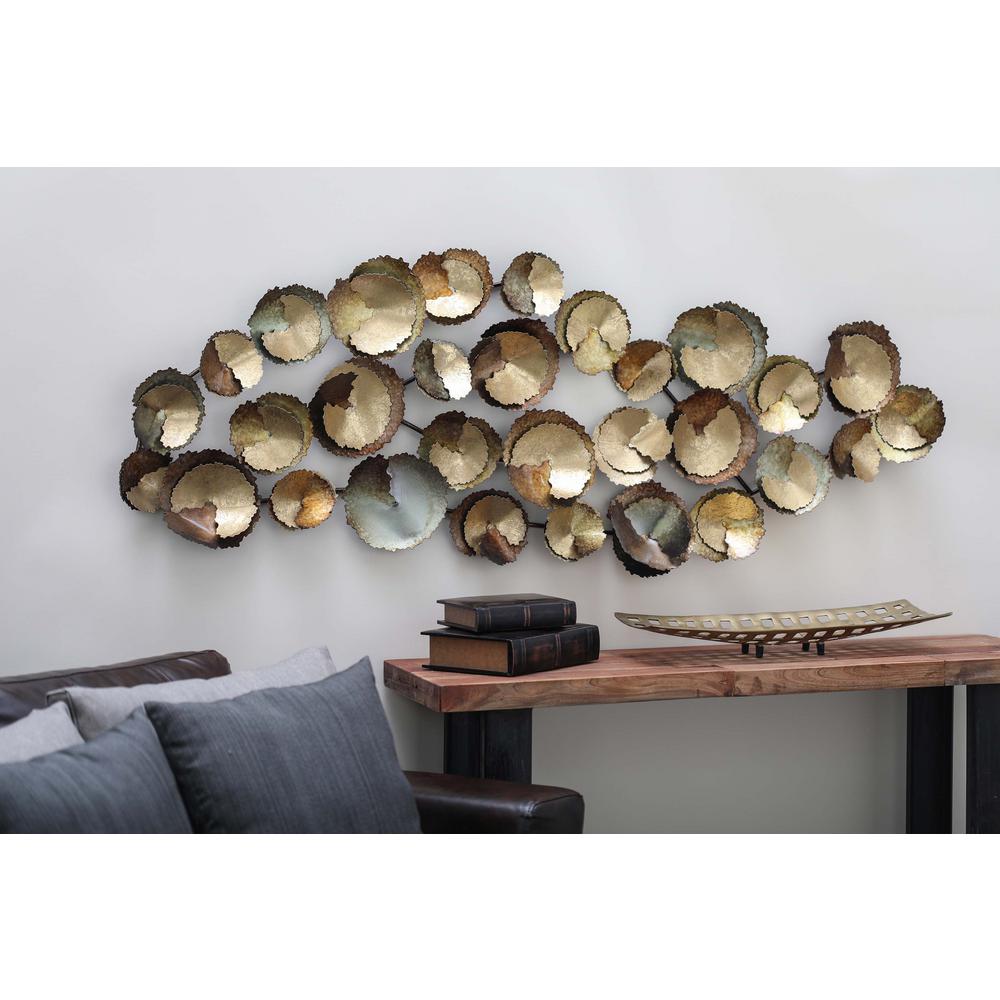 62 In X 22 Modern Abstract Interlocking Iron Disc Wall Decor