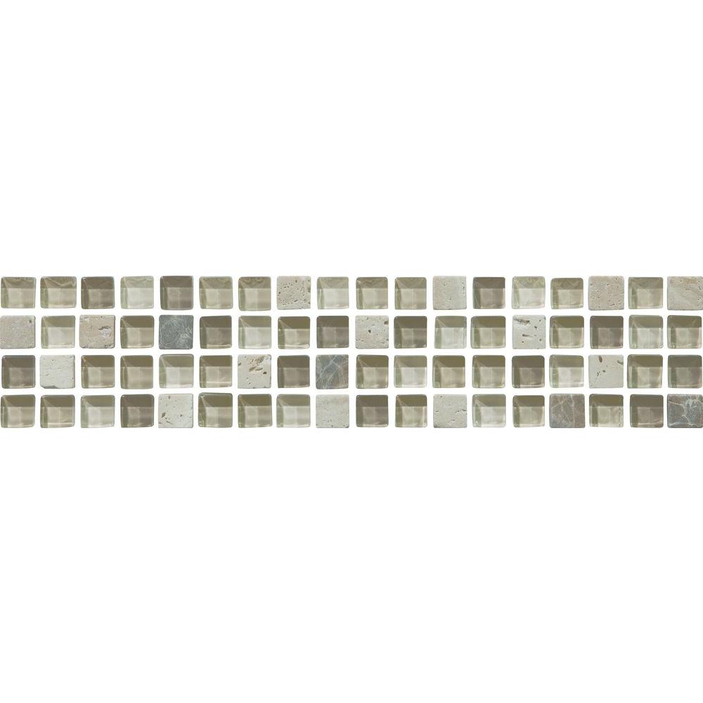 ELIANE Delray Sunset 3 in. x 12 in. x 8 mm Stone Glass MeshMounted