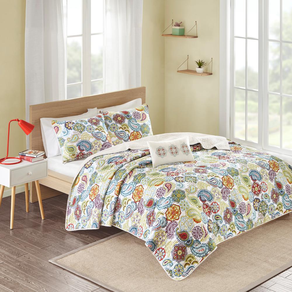 Mi Zone Asha 3 Piece Multicolored Twin Coverlet Set Mz80 064 The