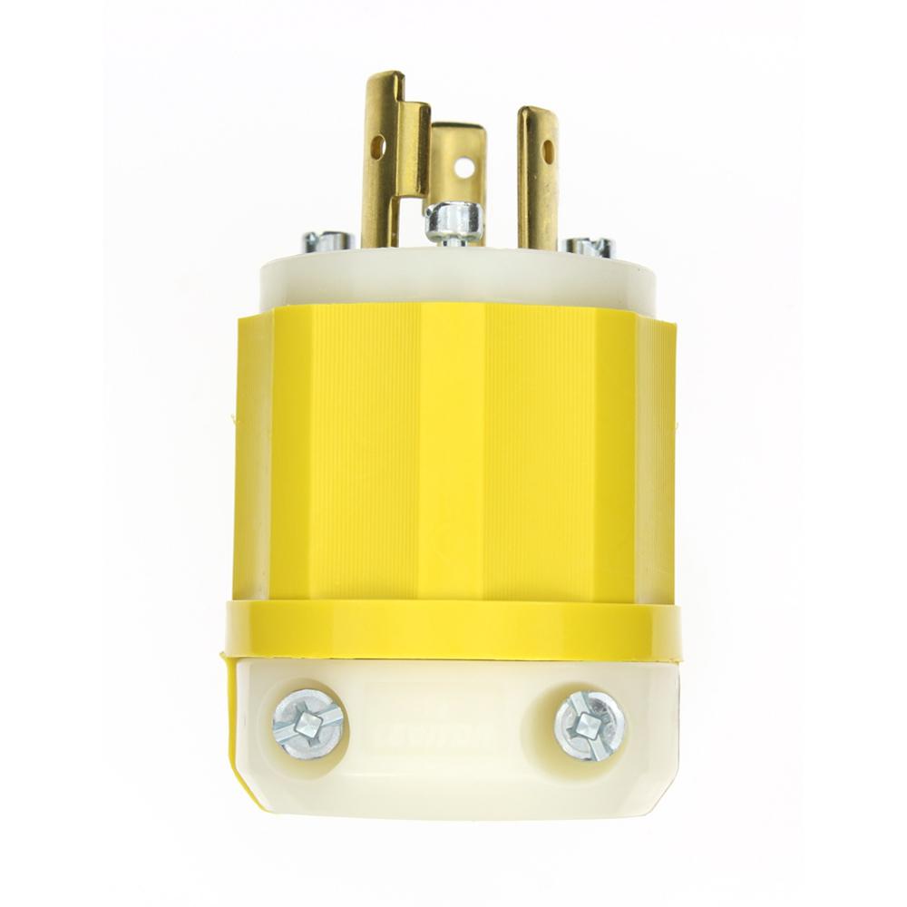 Leviton 20 Amp 250-Volt Straight Blade Grounding Plug, Yellow/White ...