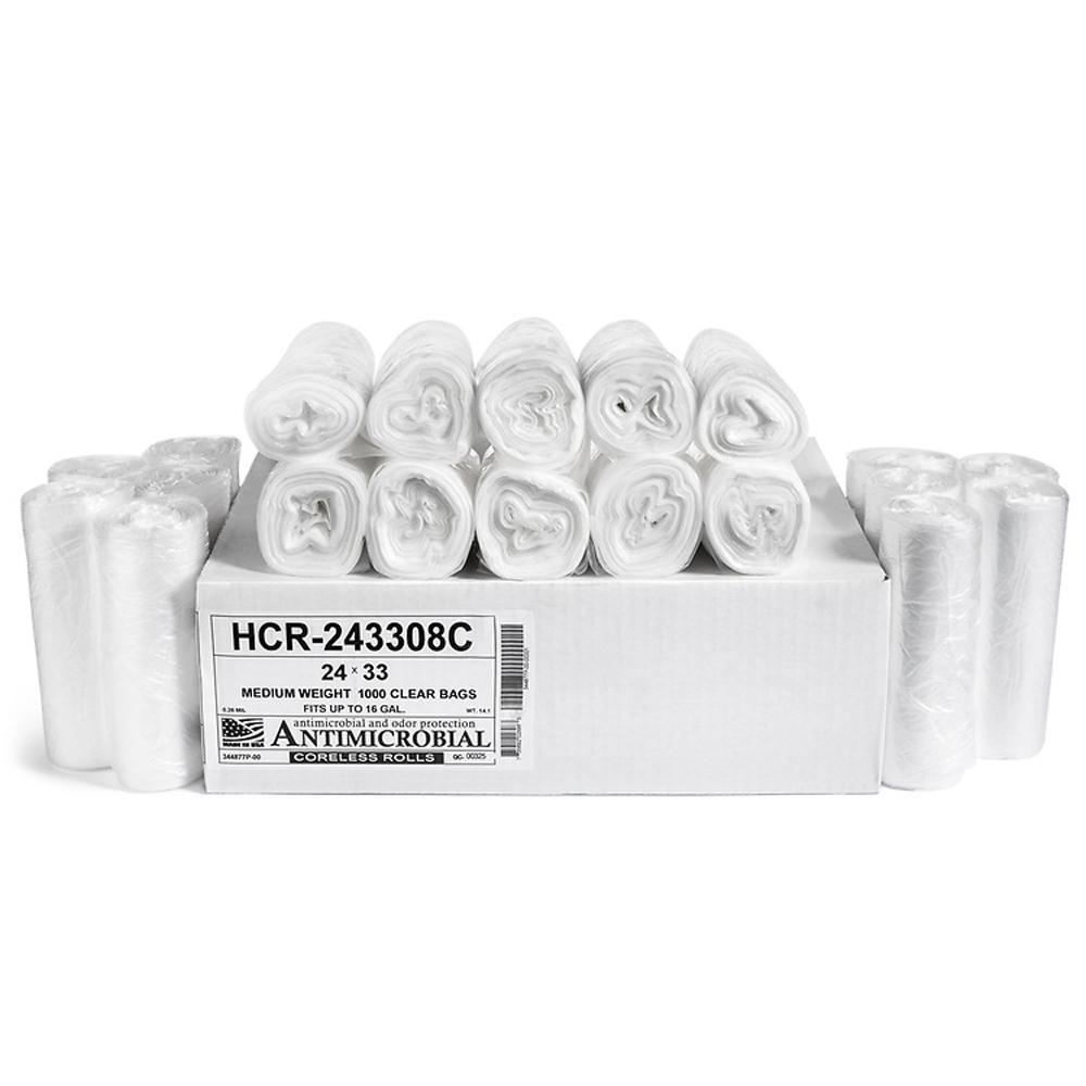 15 Gallon 8 Micron 24/" x 33/" High Density Can Liner 1000-Pack Trash Bags