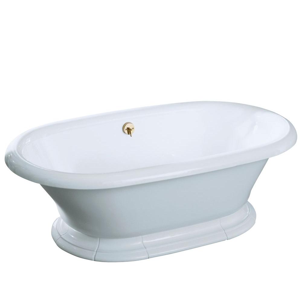 KOHLER Vintage 6 Ft Center Drain Free Standing Cast Iron Bathtub In   White Finish Kohler Flat Bottom Bathtubs K 700 0 64 1000 