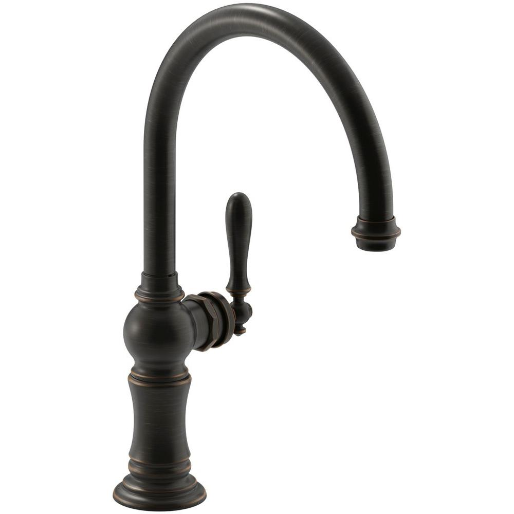 Kohler Artifacts Swing Spout Single Handle Standard Kitchen Faucet In Oil Rubbed Bronze