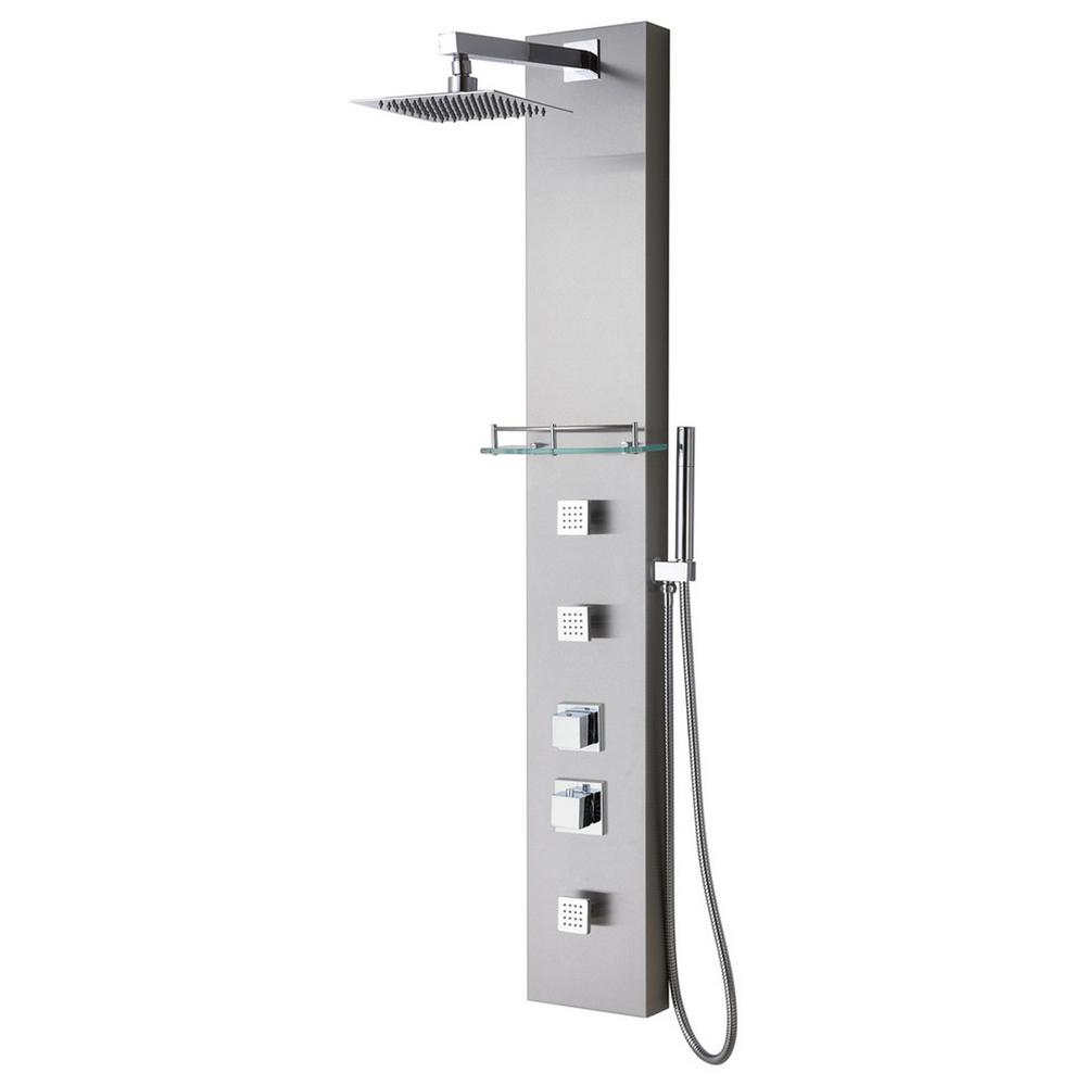 Black Shower Column Tower Panel With Twin Heads Body Jets SP2 Bath