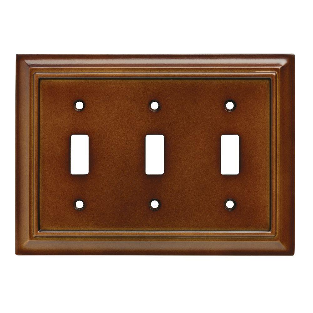 Hampton Bay Architectural Wood Decorative Triple Switch Plate, SaddleW10764SDLCH The Home Depot