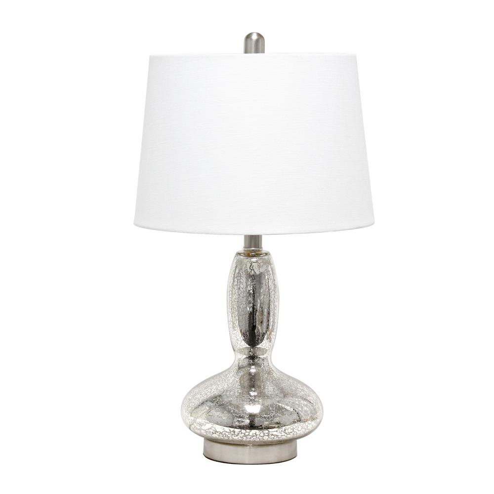 Lalia Home 23 5 In Mercury Glass Dollop Table Lamp With White Fabric Shade Lht 5001 Mr The Home Depot