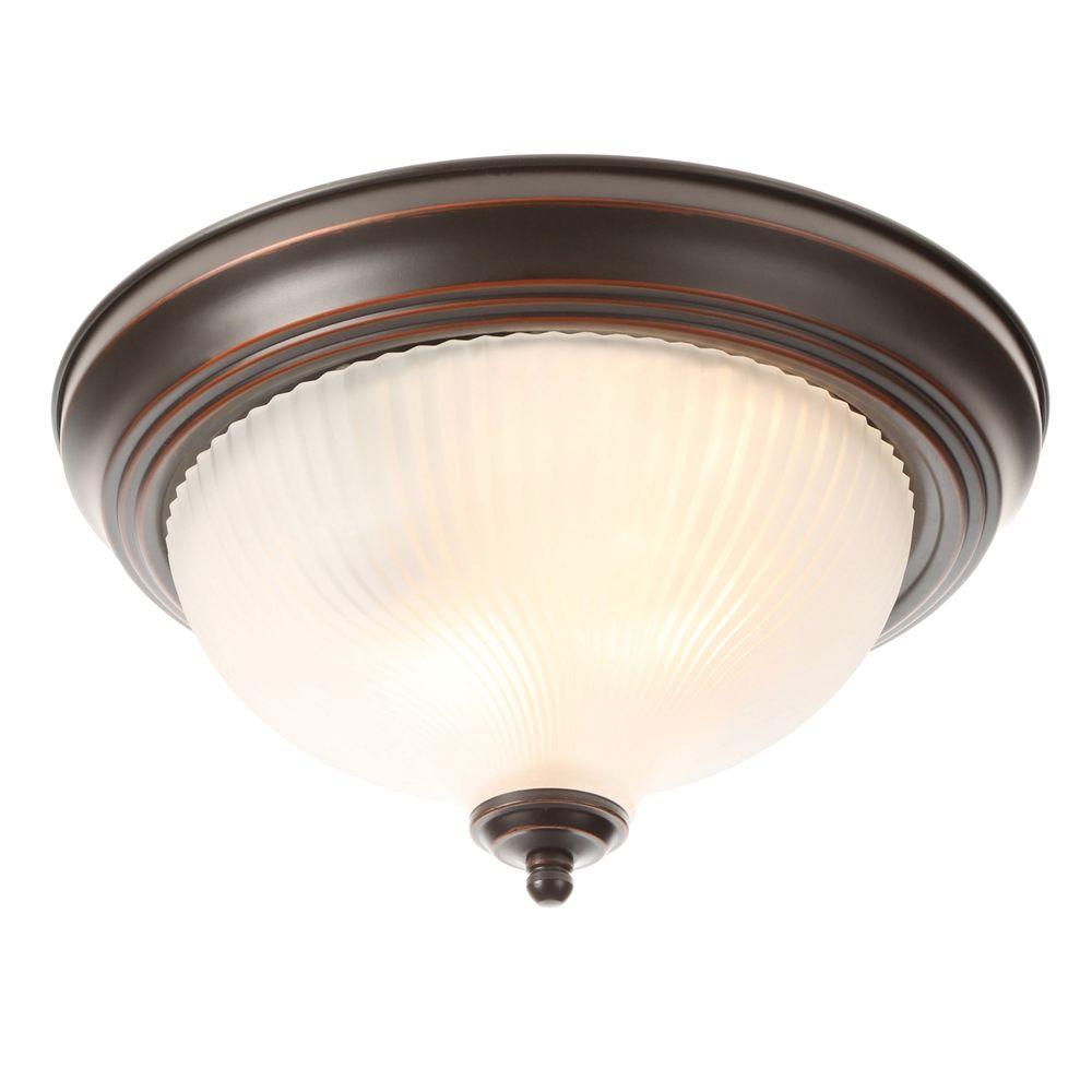 Hampton Bay 11 In 2 Light Oil Rubbed Bronze Flush Mount With