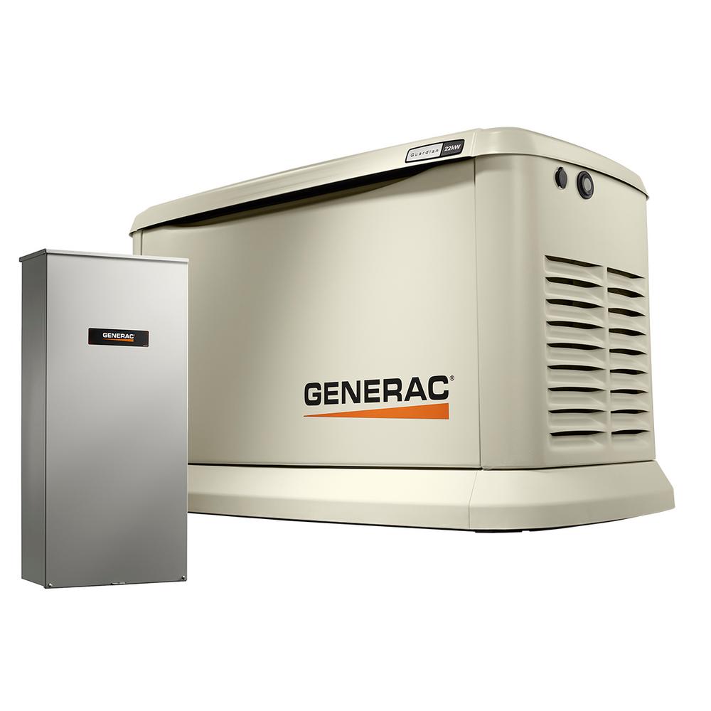 Generac 22000-Watt (LP)/19500-Watt (NG) Air-Cooled Standby Generator with Wi-Fi and Whole House 200 Amp NEMA3 Transfer Switch