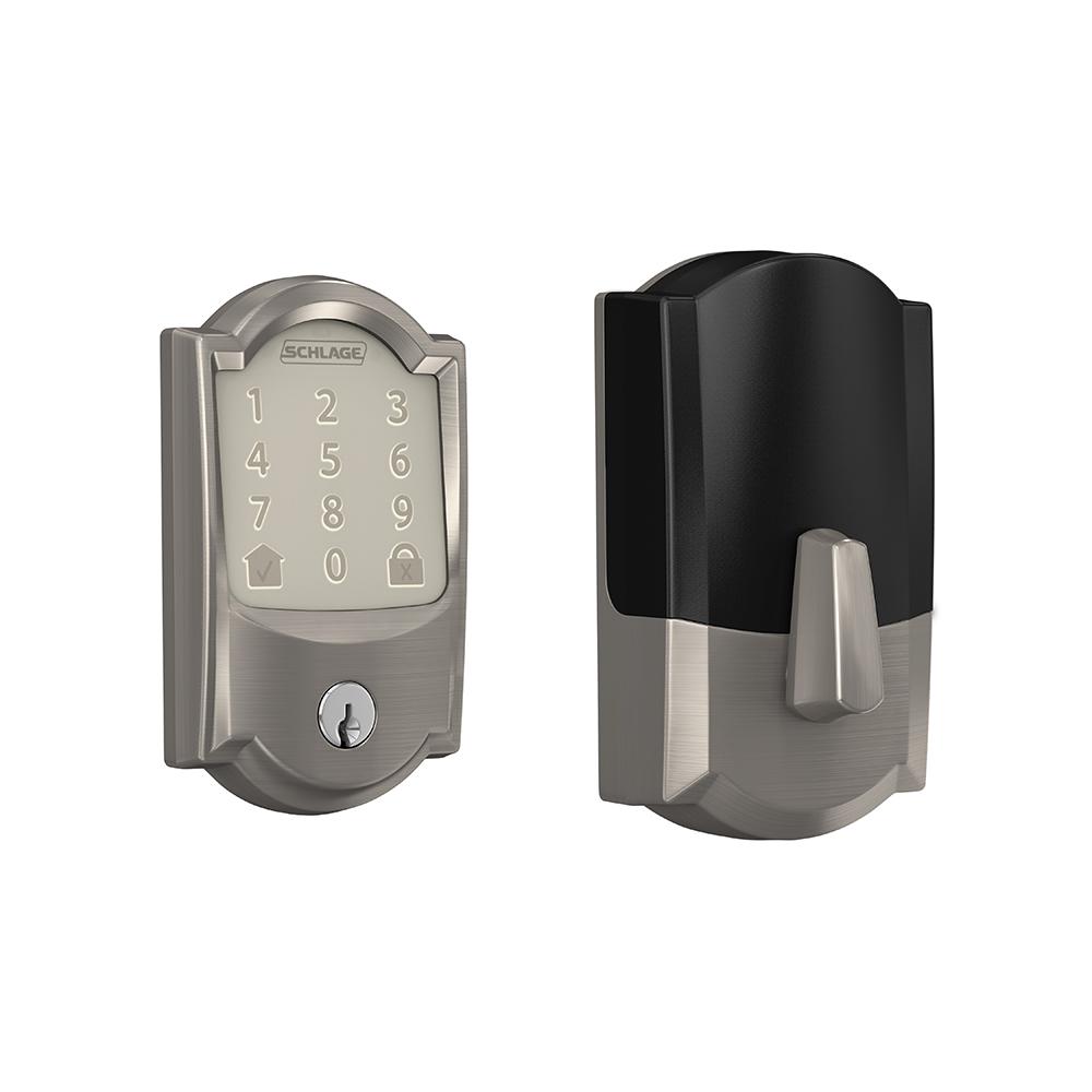 Schlage Camelot Encode Smart Wifi Door Lock With Alarm In Satin Nickel