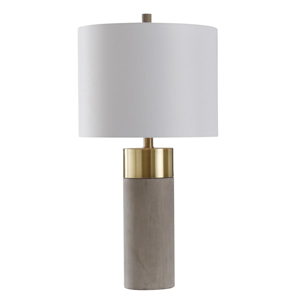 concrete and brass table lamp