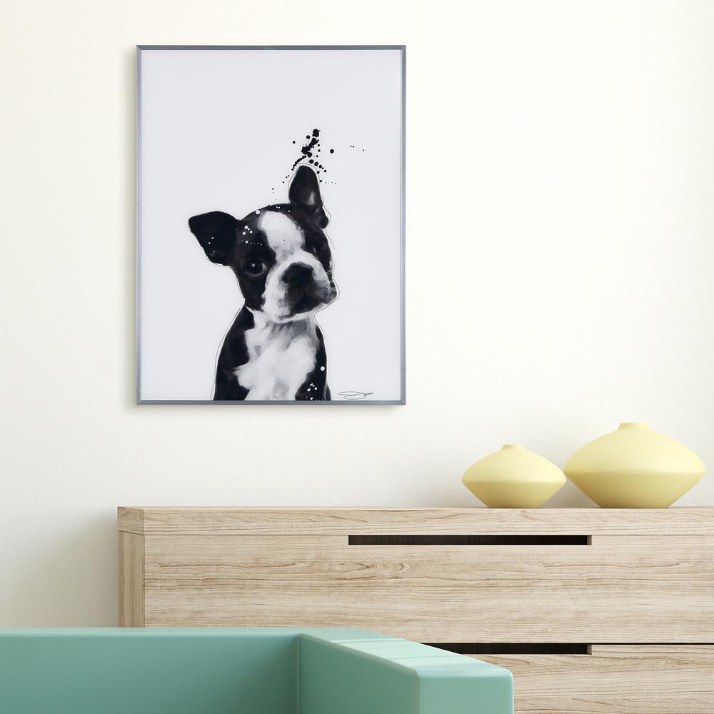 black and white dog wall art