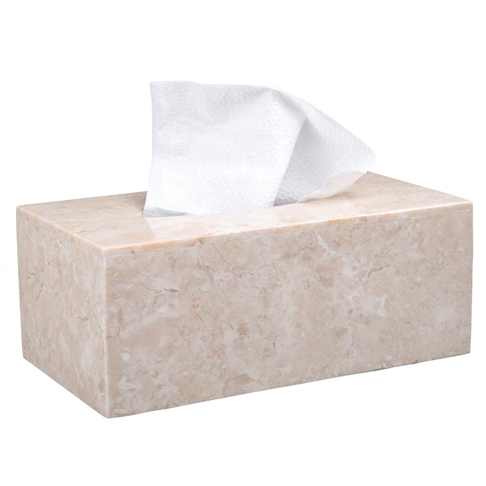 Creative Home Natural Champagne Marble Rectangular Tissue Box Holder Tissue Box Cover Bathroom Countertop Kitchen Table Organizer 33055 The Home Depot