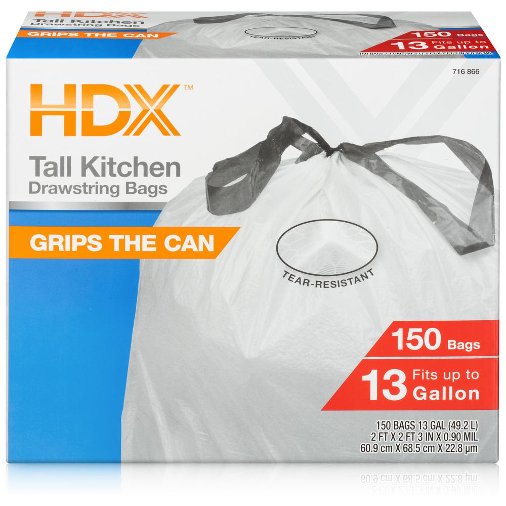 HDX HDX 18 Gal Kitchen and Compactor Drawstring Trash Bags 30 Count