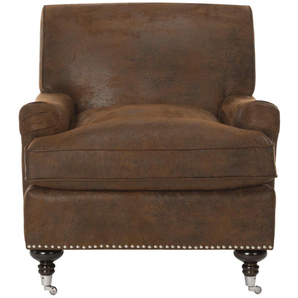 Safavieh Chloe Brown/Espresso Faux Leather Club Arm Chair-MCR4571G