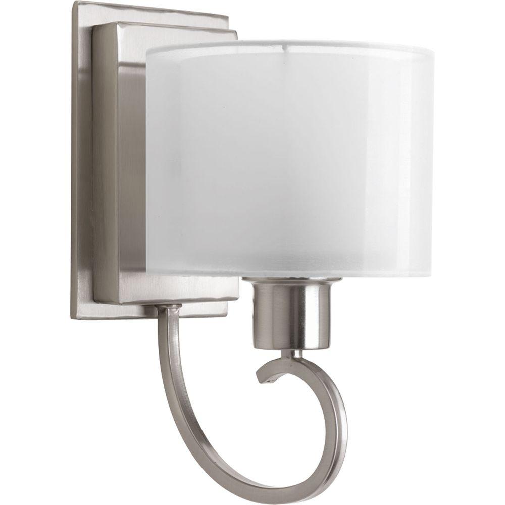 Details About Progress Lighting Wall Sconce 1 Light Brushed Nickel Hardwired Etched Gl New Details About Progress Lighting Wall Sconce 1 Light Brushed Nickel Hardwired Etched Gl New