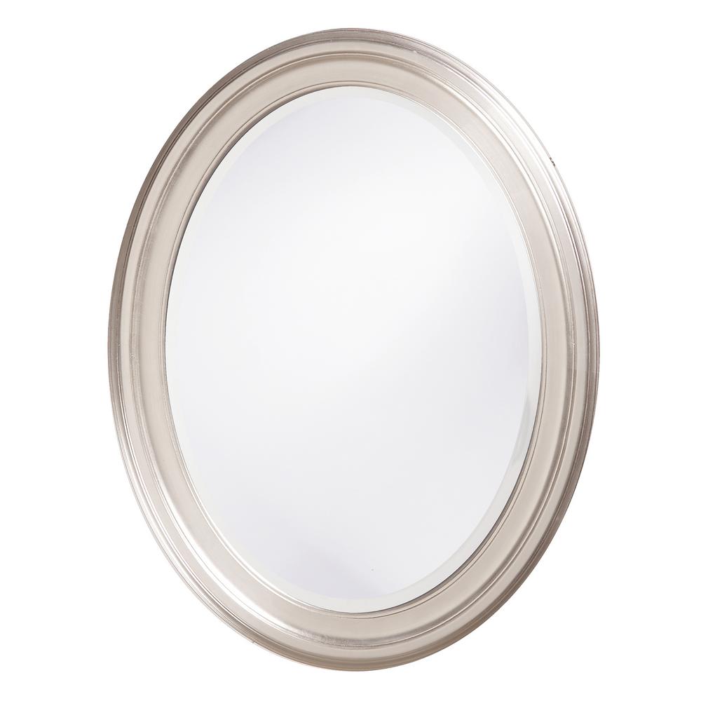 Oval Mirrors Home Decor The Depot Brushed Nickel Round Framed Mirror