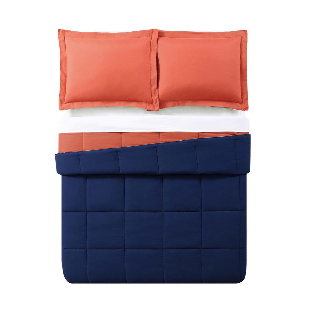 Everyday 2 Piece Orange And Navy Twin Xl Comforter Set Cs1656ontx