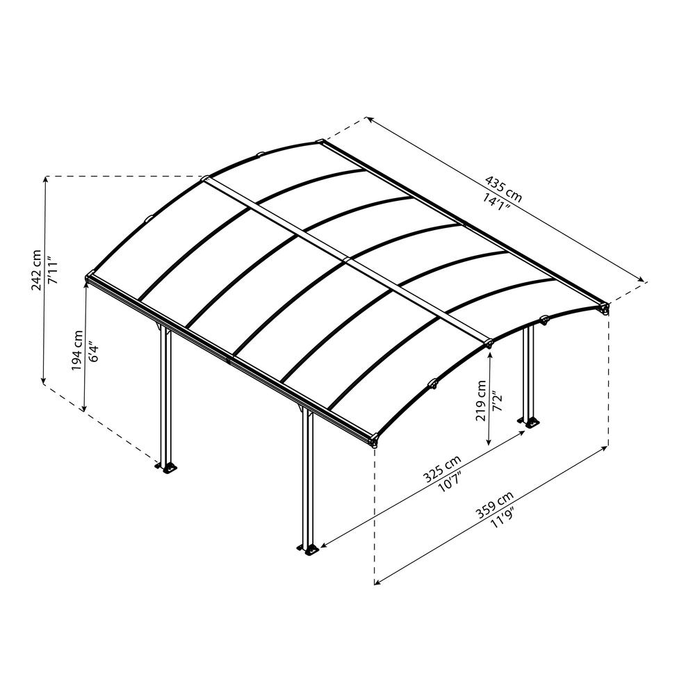 Palram Arcadia 4300 12 Ft X 14 Ft Car Canopy And Shelter Carport 705515 The Home Depot