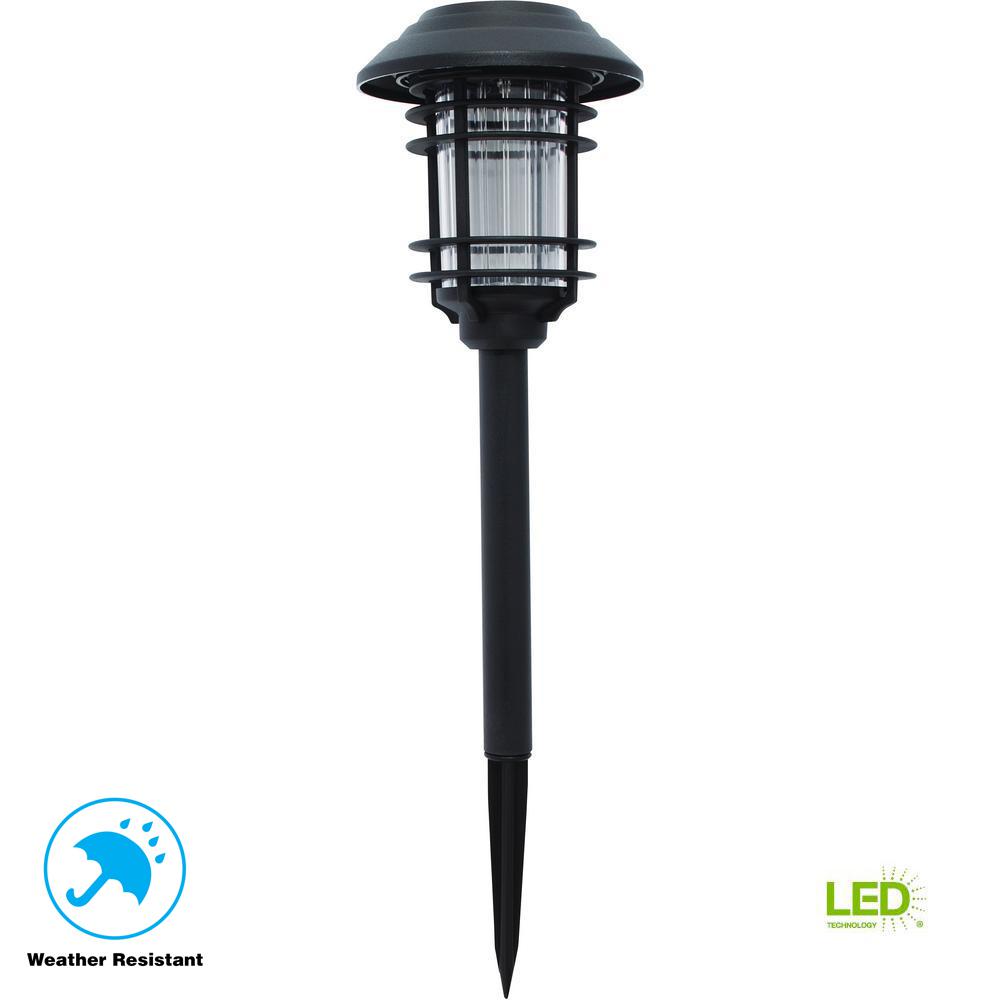 Solar Landscape Lighting Outdoor The Home Depot Solar Black Outdoor Integrated Led Landscape Path Light 6 Pack