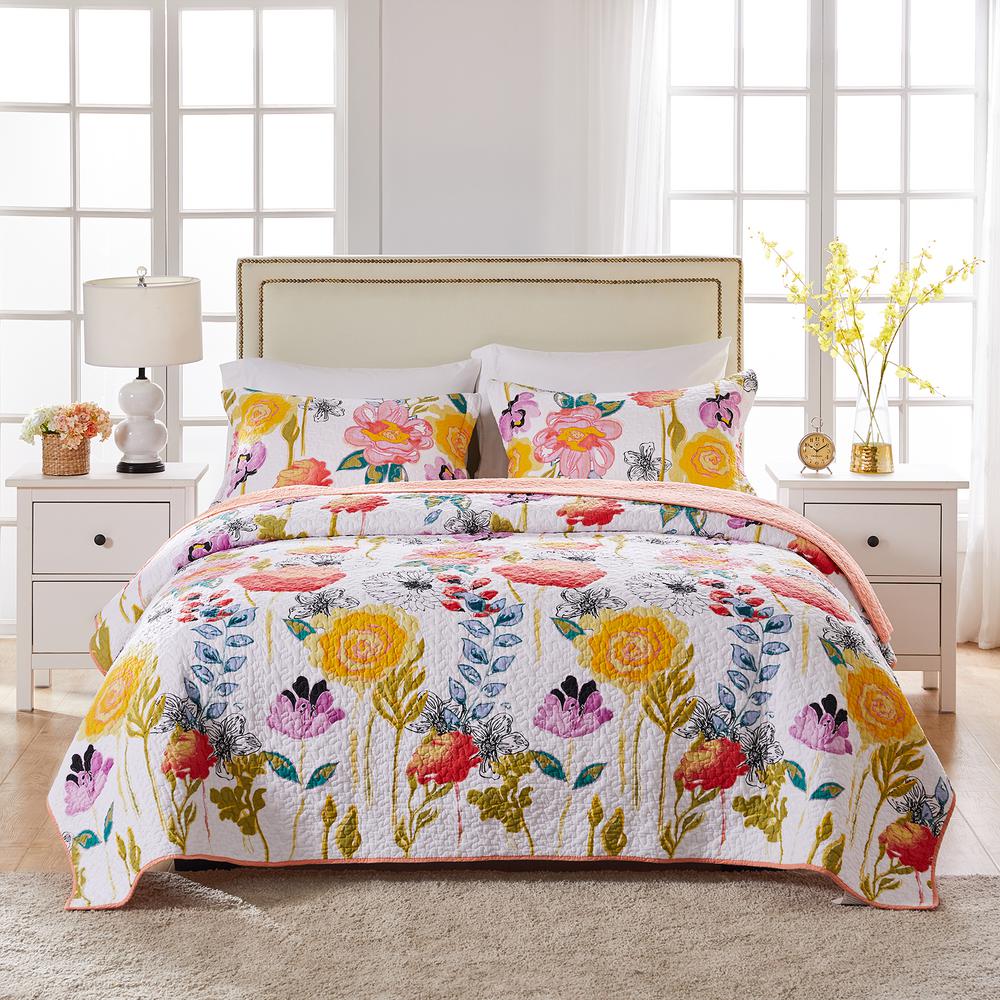 Greenland Home Fashions Watercolor Dream 3Piece Multi King Quilt Set