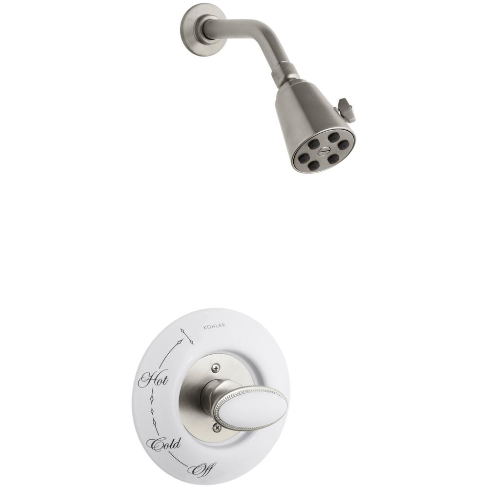 KOHLER Antique 1-Spray 3.8 in. Single Wall Mount Fixed Shower Head in Vibrant Brushed Nickel was $1563.3 now $781.65 (50.0% off)