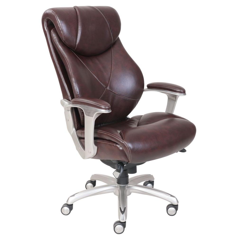 La Z Boy Cantania Coffee Brown Bonded Leather Executive